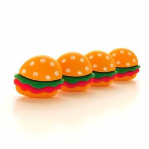 Hamburger Flat Back Verzierungen von Shelly's Buttons / Burger Essen Flatback Dekorationen - Set von VIER