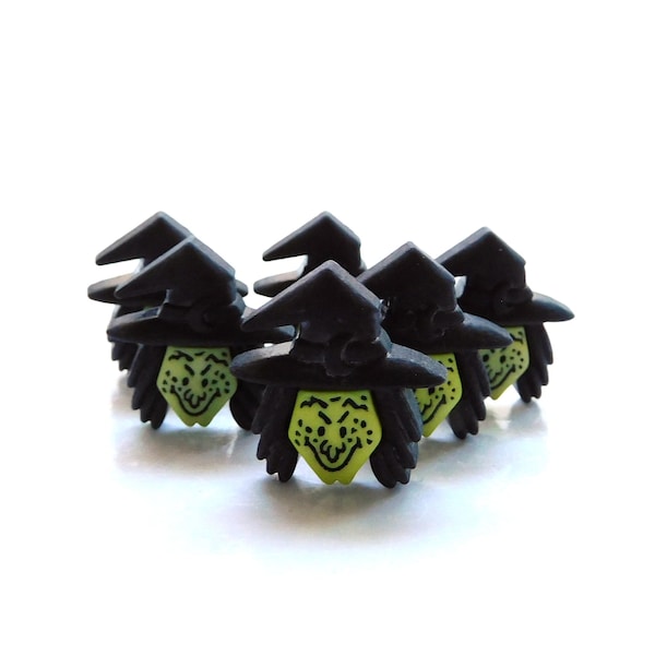 Witch Faces Embellishments by Buttons Galore / Choose Shank or Flat Back - Set of SIX