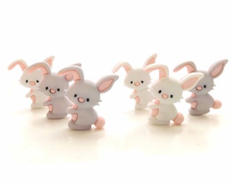Bunny Buttons by Let's Get Crafty / Easter Animal Craft Embellishments - Set of SIX