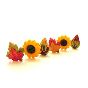 Autumn Splendor Buttons by Buttons Galore // Fall Foliage Craft Embellishments - set of SIX