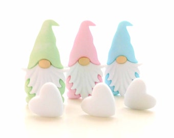 Pastel Gnome Buttons by Shelly's Buttons and More / Easter Spring Craft Embellishments