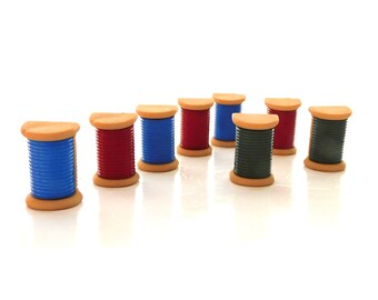 Sewing Spool Buttons by Shelly's Buttons / Novelty Thread Sewing Embellishments - Set of EIGHT