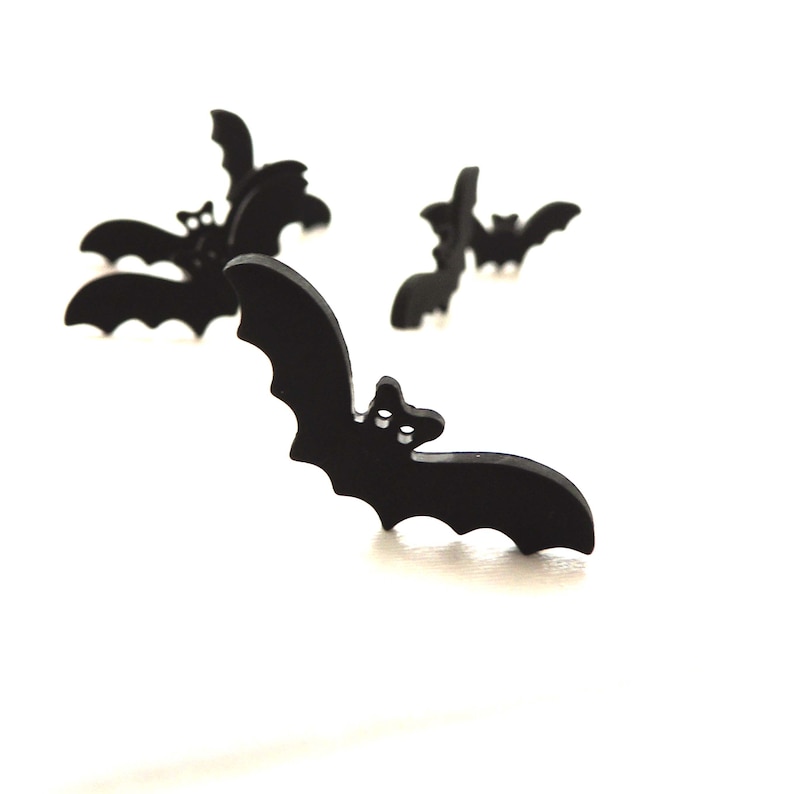 Bat Flatback Buttons by Buttons Galore Halloween Party Crafts Novelty Embellishment Jewelry Black Spooky Kids Fall Fun Cabochon Supplies