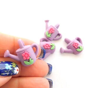 Purple Watering Can Flat Back Embellishments / Gardening Resin Cabochons- Set of FOUR image 9