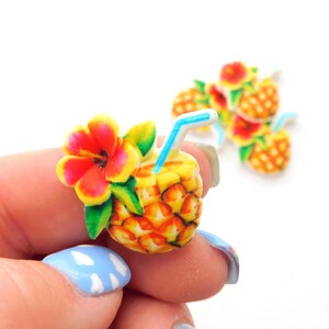 Tropical Drink Flat Back Embellishments by Shelly's Buttons / Food Flatback Decorations Set of FOUR image 3