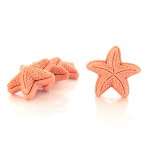 Pink Starfish Flat Back Embellishments / Beach Creature Flatback Resin Cabochons - Set of FOUR