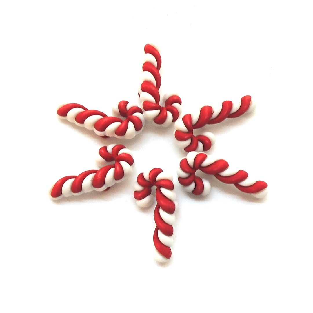 Candy Cane Buttons Buttons Galore / Novelty Christmas Sewing Scrapbook Santa Claus Peppermint