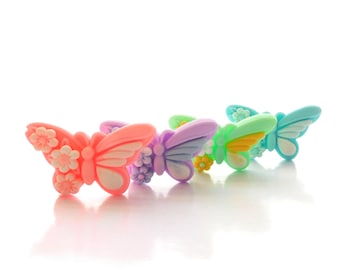 Floral Butterfly Flat Back Embellishments - Set of FOUR
