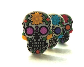 Day of the Dead Buttons by Dress It Up / Novelty Halloween Sewing Scrapbooking Kids Crafts Spooky Wreath Candy Sugar Skulls