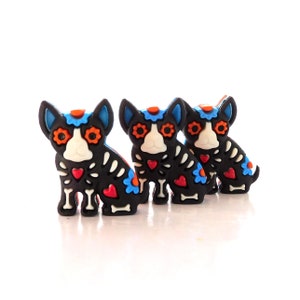 Spirit Dog Buttons by Dress It Up / Novelty Halloween Day of the Dead Cat Embellishments - Set of THREE