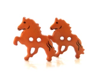 Prancing Horse Buttons by Dill / Farm Animal Sew Through Embellishments - Set of TWO