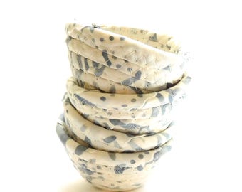 Teeny Tiny White and Gray Bowl / Handmade Kid Friendly Home Decor