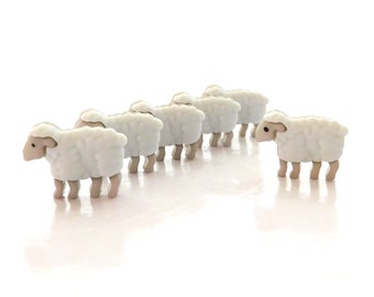 Small Sheep Buttons - by Dress It Up / Novelty Farm Animal Embellishments - Set of SIX