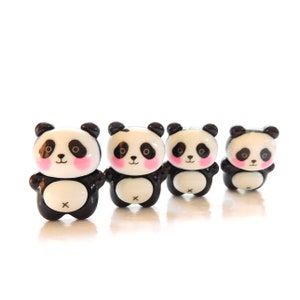 Blushing Panda Flat Back Embellishments / Animal Flat Back Cabochons - Set of FOUR