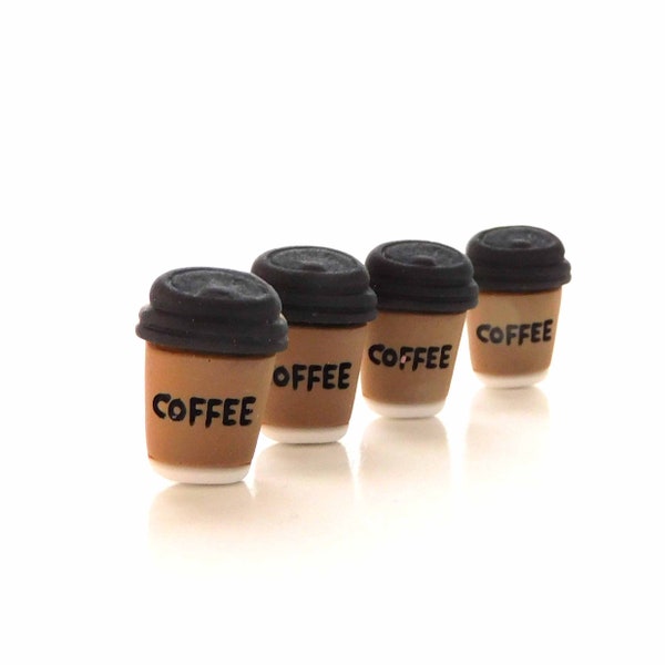 Coffee Cup Flat Back Embellishments / Drink Flatback Cabochons - Set of FOUR