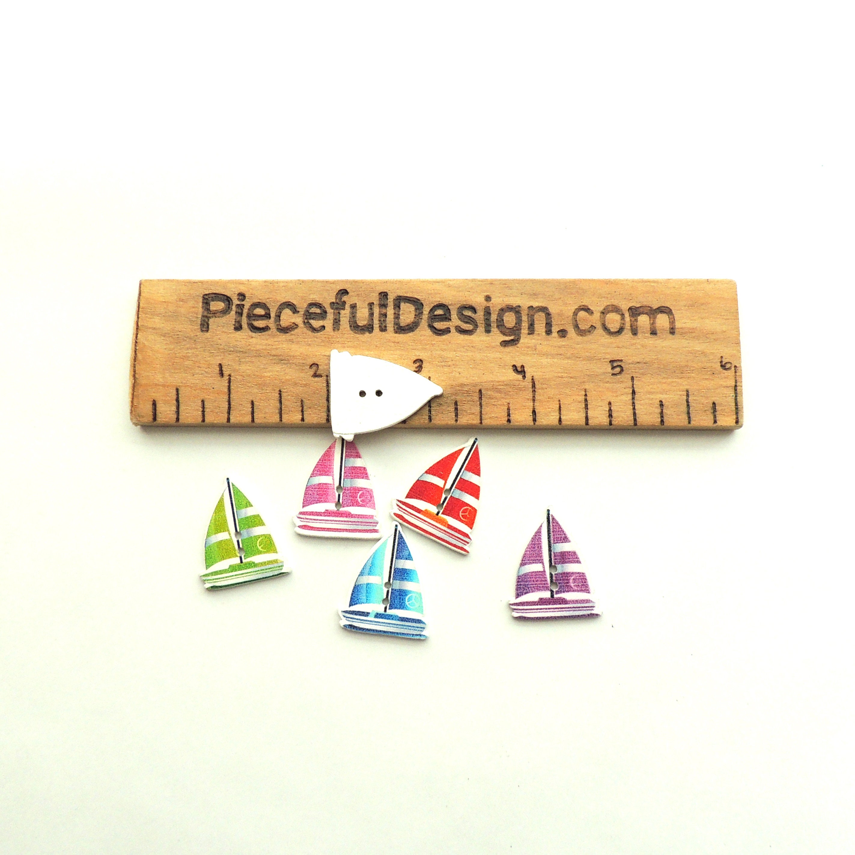 Wood Sailboat Buttons // Summer Beach Chipboard Embellishments Etsy
