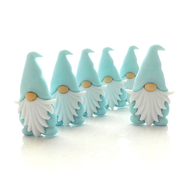 Light Blue Gnome Buttons by Let's Get Crafty // Fairy Friends Craft Embellishments - Set of THREE or SIX