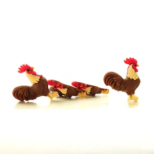 Rooster Flat Back Embellishments / Farm Animal Bird Flatback Decorations Set of FOUR image 1