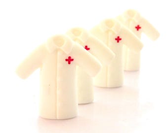 Doctor Lab Coat Flat Back Embellishments / Medical Office - Flatback Decorations - Set of FOUR