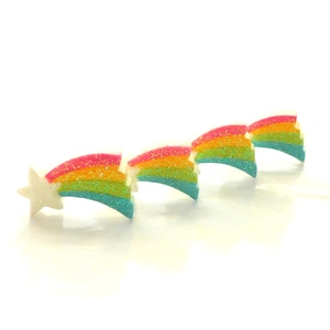 Glitter Rainbow Flat Back Embellishments / Flatback Craft Cabochons- Set of FOUR