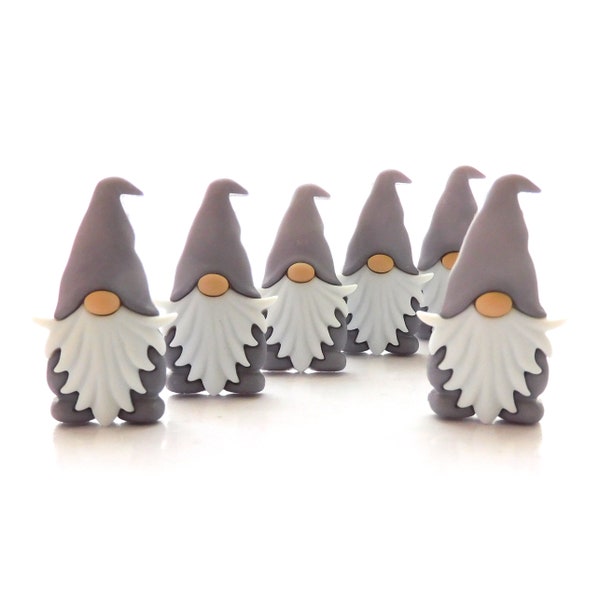 Gray Gnome Buttons by Shelly's Buttons // Fairy Friends Craft Embellishments - Set of THREE or SIX