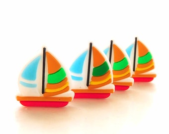 Saiboat Flexible Embellishments / Beach Flatback Resin Cabochons - Set of FOUR