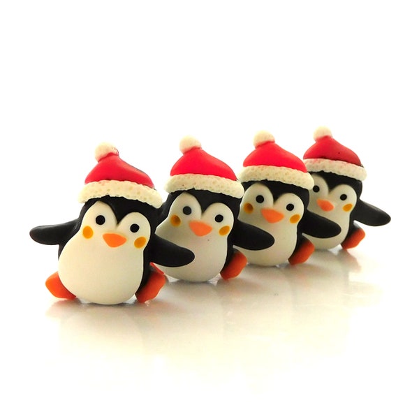 Dancing Penguin Flat Back Embellishments / Animal Flatback Decorations - Set of FOUR