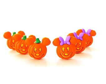 Mickey and Minnie Pumpkins Buttons by Dress It Up / Disney Licensed Halloween Embellishments - Set of SIX