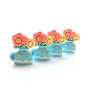 Pichet pour bouquet de fleurs, embellissements à dos plat / cabochons à dos plat pour plantes - Lot de QUATRE