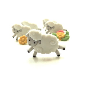 Counting Sheep Buttons by Dress it Up / Jesse James Lamb Embellishments Farm Animals Barnyard Easter Flower
