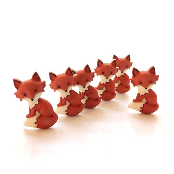 Sitting Fox Buttons by Dress It Up // Animal Sewing Embellishments - Set of SIX