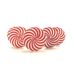 Red and White Spiral Wood Buttons // Christmas Holiday Craft Embellishments - Set of SIX