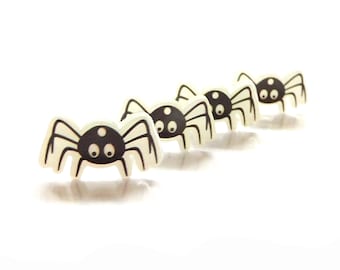 Cartoon Spider Flat Back Embellishments / Fall Halloween Flat Back Decorations - Choose Hole or No Hole - Set of FOUR