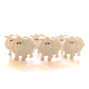 Fluffy Sheep Buttons - by Dress It Up / Novelty Farm Animal Embellishments - Set of SIX