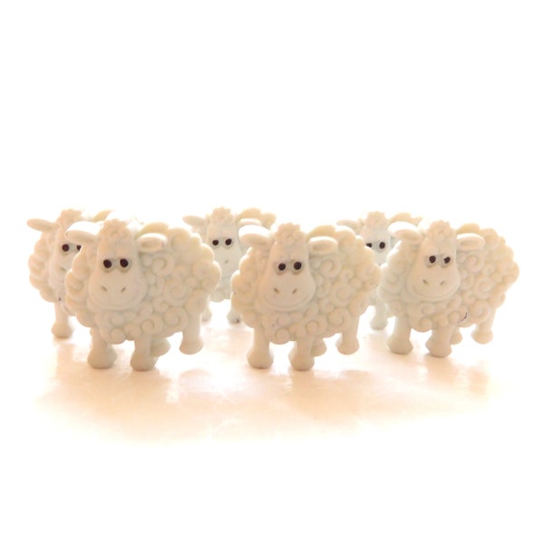 Fluffy Sheep Buttons - by Dress It Up / Novelty Farm Animal Embellishments - Set of SIX