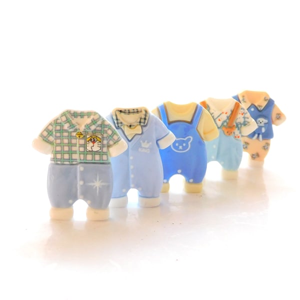 Baby Boy Clothes Flat Back Embellishments / Flatback Baby Shower Decorations- Set of FIVE