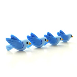 Bluebird Flat Back Embellishments / Animal Bird Flatback Decorations - Set of FOUR