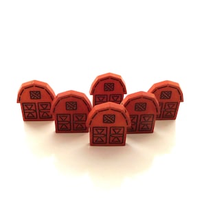 Barn Flat Back Embellishments by Buttons Galore / Novelty Farm Craft Supplies - Set of SIX