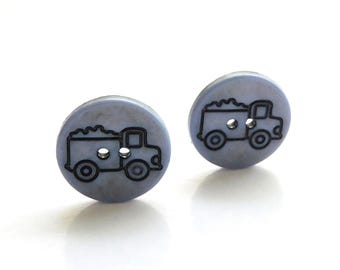 Blue Truck Buttons by Dill / Vehicle Embellishments - Set of TWO