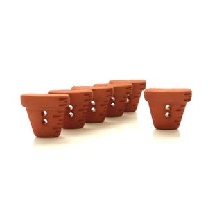 Flower Pot Flat Back Embellishments by Buttons Galore // Garden Sew- Through Embellishments - Set of SIX