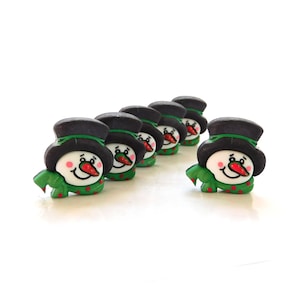 Green Scarf Snowman Buttons by Buttons Galore // Holiday Winter Embellishments - Set of SIX