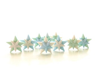 Silent Night Star Buttons by Buttons Galore / Novelty Christmas Embellishments - Random Set of NINE