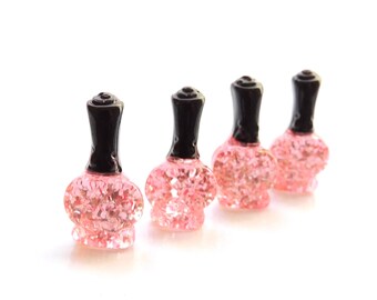 Nail Polish Flat Back Embellishments / Makeup Cosmetics Flatback Resin Cabochons - Set of FOUR