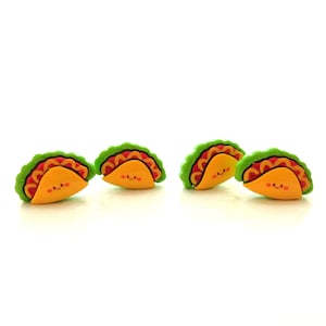 Smiling Taco Flat Back Embellishments / Food Flat Back Decorations - Set of FOUR