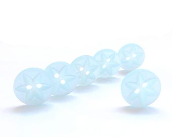 Pale Blue Star Round Buttons by Hemline // Classic Garment Findings - Set of SIX