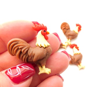 Rooster Flat Back Embellishments / Farm Animal Bird Flatback Decorations Set of FOUR image 3