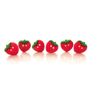 Strawberry Buttons by Buttons Galore / Fruit Craft Embellishment - Set of SIX