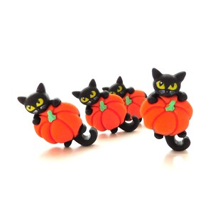 Pumpkin Hanging Cat Flat Back Embellishments by Shelly's Buttons : Halloween Decorations, Set of 4