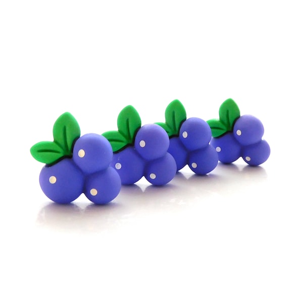 Cartoon Blueberry Flat Back Embellishments / Fruit Produce Flat Back Decorations - Set of FOUR