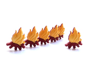 Campfire Buttons by Shelly's Buttons / Novelty Camping Cabochons Set of SIX
